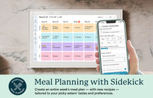 Load image into Gallery viewer, Weekly meals on the Skylight 15-inch digital family calendar with smart meal suggestions synced to a mobile app.