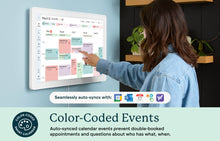 Load image into Gallery viewer, Auto-synced, color-coded family events shown on the Skylight 27-inch smart wall calendar and mobile app.